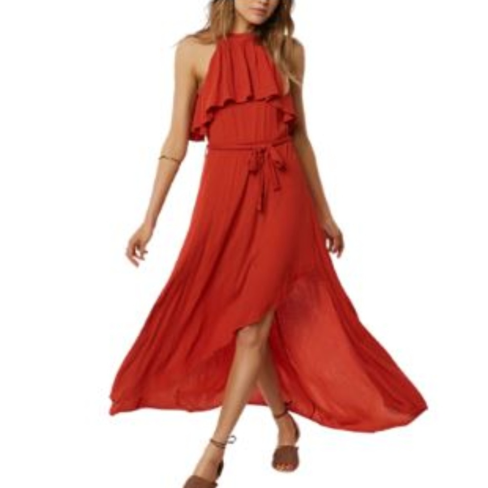 O'Neill Misty Ruffle Asymmetrical Maxi Dress